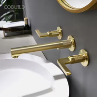 Mitigeur de lavabo en laiton de luxe de 8 pouces à double poignée avec valve en céramique pistolet gris mural pour salle de bain