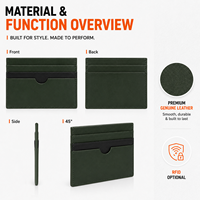 Cartera de Cuero Verde Oliva Personalizada para Hombre, para la Oficina y el Viaje, con Bolsillo para el Pulgar y Almacenamiento Delgado con Múltiples Ranuras, ODM