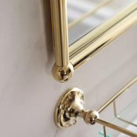 Miroir de maquillage mural LED tactile étanche en acier inoxydable doré, style rétro moderne français européen, pour toilettes et lavabos