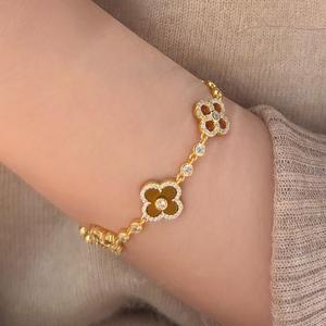 High-End Fashion Jewelry <b>Set</b> Trendy Tiger Eye Four-leaf Clover Necklace Earrings <b>Bracelet</b> Personalized - Product Image 3