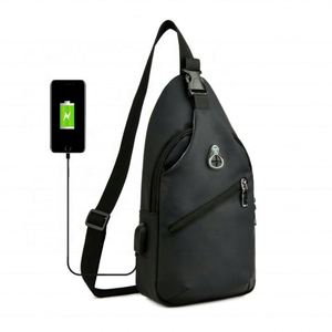 Sac de poitrine pour femme personnalisé avec logo, en nylon, imperméable, vintage, tendance, avec port USB - Product Image 1
