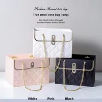 Blumen verpackung Faltbare Geschenk box aus Pappe mit Griff band Richtung Robuste Papp handtasche Papier box Easy Carry Store