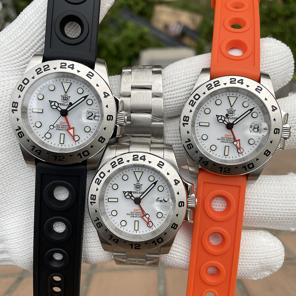 STEELDIVE公式SD1992ホワイトダイヤル41MMケースGMT NH34自動巻き 