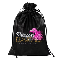 Loonde Logo personnalisé Satin doux grands sacs à cordon avec corde extension de cheveux chapeaux vêtements cadeau bijoux emballage pochette