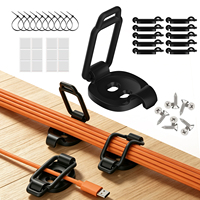 Kit de 10 attaches-câbles en silicone avec boucles élastiques, coussinets adhésifs et vis pour la gestion des câbles de bureau et d'ordinateur