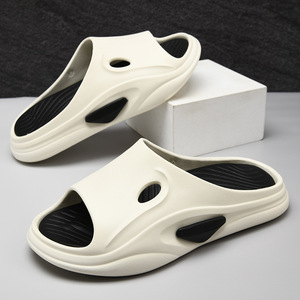 Pantuflas para Hombre con Suela de EVA Antideslizante, Sandalias Cómodas para Uso en Exteriores, Blancas y Negras, de Dos Tonos, con una Sola Correa, para Uso en el Hogar, Tallas 40, 41, 42, 43, 44, 45 - Product Image 1