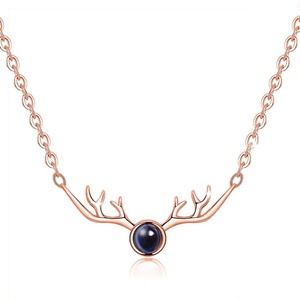 Oro rosa 100 palabras idiomas <span class=keywords><strong>te</strong></span> amo asta de ciervo de proyección collar - Product Image 1