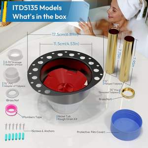 Kit de raccordement pour baignoire, adaptateur en plastique ABS, tuyau de sortie en laiton, drain de baignoire autoportante - Product Image 4