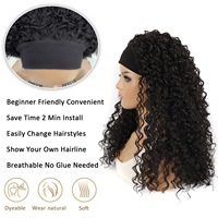Afro Kinky Curly Headband Perruque Synthétique Fluffy Long Black Brown Deep Curly Hair Daily Use Heat Resistant Cosplay for Women
