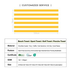 Toallas de Microfibra 100% Recicladas, Amarillas a Rayas, Compactas, Ligeras, de Secado Rápido, Antiarena, con Bolsa - Product Image 3