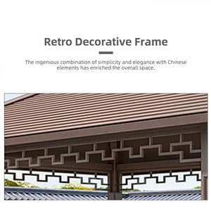 Gazebo de style asiatique avec toit à pignon fixe, pergola autoportante pour la décoration de jardins et cours orientales - Product Image 6