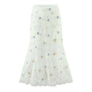 SHENZHU - Conjunto de 2 Piezas de Blusa y Falda <span class=keywords><strong>con</strong></span> Cuello Cuadrado, Bordado Floral de Encaje Satinado, Personalizado y de Lujo, Fabricante de Moda Femenina - Product Image 4
