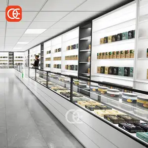 3D Design Service Cigar Store Counter Display 360 Hookah Glass Showcase Smoke Store Design Smoke Shop Case