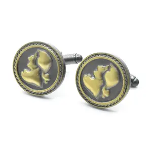 Vente en gros de boutons de manchette costume d'affaires et mariage personnalisé <span class=keywords><strong>bronze</strong></span> antique motif portrait vintage bijoux pour hommes chemise smoking coffret cadeau - Product Image 1