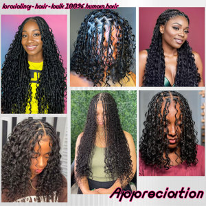 Cheveux humains pré-divisés en vrac tressage cheveux pour Boho tresses bouclés Boho Locs Boho Crochet tresses Extensions <span class=keywords><strong>de</strong></span> cheveux humains - Product Image 6