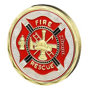 Feuerwehr mann Abzeichen vergoldet dünne rote Linie Feuer rettung Stadt Sammler Geschenk Gedenkmünze - Product Image 1