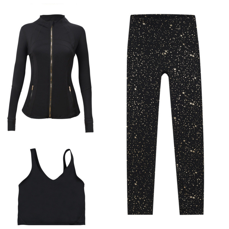 Veste de costume gypsophile en or noir et pantalon soutien-gorge