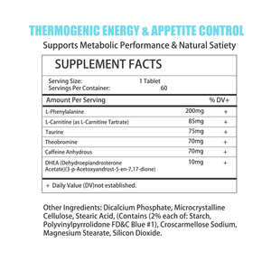 Tabletas Termogénicas para Control del Apetito de Primera Calidad OEM con L-Fenilalanina, Aumentan la Energía, Apoyan la Saciedad Natural y el Control de los Antojos - Product Image 2