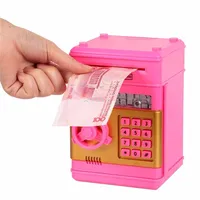 Caixa eletrônica de dinheiro com senha atm, cofre para guardar moedas de dinheiro