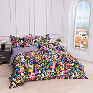 Parure de <span class=keywords><strong>lit</strong></span> en coton <span class=keywords><strong>imprimé</strong></span> d'animaux de la <span class=keywords><strong>jungle</strong></span> et de fleurs, draps en coton doux et luxueux, ensemble de housse de couette, taille king - Product Image 1