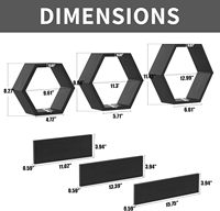 Étagères murales hexagonales en bois - Ensemble de 6 étagères hexagonales en pin pour photos, plantes, décoration rustique en nid d'abeille