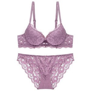 Factory Wholesale High Quality <b>Bra</b> Sexy Lace Adjustable Shoulder <b>Strap</b> Push up Thick Cup Ladies <b>Bra</b> Panty Set - Product Image 2