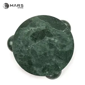 Modern Living Room Furniture Luxury Round Natural Stone Custom Design Polished Marble Coffee Tea Table India Green Marble