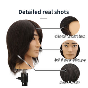 Tête de <span class=keywords><strong>Mannequin</strong></span> de Coiffeur en Gros, 100% Cheveux Humains, Tête d'Entraînement pour Homme, Poupée de Pratique pour Barbier et Enseignement - Product Image 6