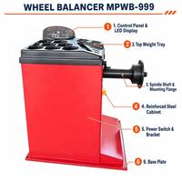 Équilibreuse de roues dynamique pour garage automobile Mecpower MPWB-999 250W, capacité 60kg, avec écran numérique haute précision