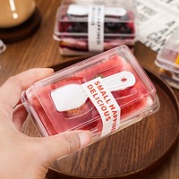 Boîte d'emballage rectangulaire en PET transparent avec couvercle, écologique et jetable, pour snacks, aliments, mille-feuille, mousse