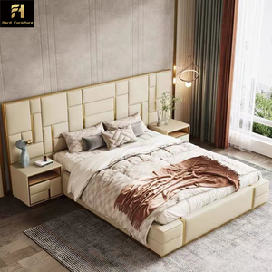 Hiện đại cao cấp sang trọng Vua kích thước giường mềm da đôi Giường lưới mô hình tùy chỉnh cho căn hộ biệt thự nội thất phòng ngủ - Product Image 3