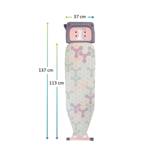 Asse da Stiro Pieghevole 137x37 Cm con Supporto per Ferro da Stiro e Copertura, Altezza Regolabile - Product Image 2