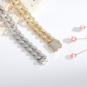 OUGEPHELI 12mm 2 filas Hip Hop Iced Out CZ Zircon Collar De Cadena Cubana Eslabones Cubano Collar Miami Cuban Link Chain - Product Image 6