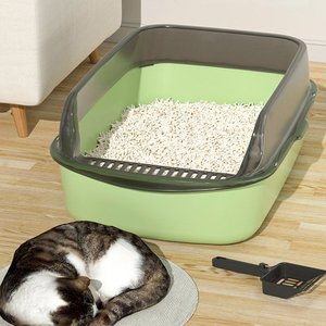 <span class=keywords><strong>Bac</strong></span> à litière semi-fermé en <span class=keywords><strong>plastique</strong></span> grande capacité anti-éclaboussures pour chat - Product Image 4
