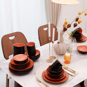 Semtember Promotion Western Style Ceramic Plates With Bowls Unique Design Oven Safe Round <b>Dinnerware</b> <b>Sets</b> for Home Restaurant - Product Image 4