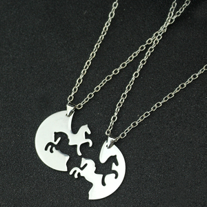 Kalung liontin baja tahan karat kuda 2PCS, kalung pasangan hewan wanita/pria, hadiah perhiasan persahabatan <span class=keywords><strong>BFF</strong></span> - Product Image 6