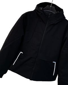 Veste d'hiver unisexe noire à capuche avec garniture de poche réfléchissante, vêtement d'extérieur décontracté et chaud pour l'extérieur - Product Image 3