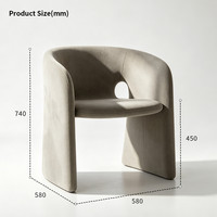 Fauteuil de loisirs sculptural moderne en tissu gris foncé avec dossier uni et pieds intégrés pour salon et extérieur