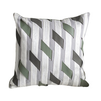 Housse de coussin de luxe à rayures écossaises, en cuir PU tissé, patchwork, housse décorative orange et verte pour canapé et hôtel
