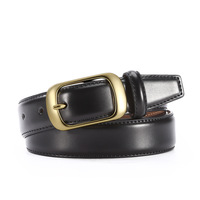 Ceinture pour femme en cuir véritable vintage, boucle à ardillon en alliage doré, largeur 3 cm, durable, légère, réglable, pour jeans
