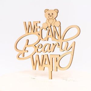 Decorazione <span class=keywords><strong>per</strong></span> Torta in Legno a Forma di Orso 'We Can Bearly Wait' <span class=keywords><strong>per</strong></span> Baby Shower, Decorazioni <span class=keywords><strong>per</strong></span> <span class=keywords><strong>Torte</strong></span> e Tavolo dei Dolci - Product Image 5