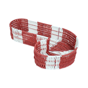 Panier de rangement de bonbons de Noël à fond carré blanc rouge Décoration de la maison en plastique PP avec corde Accessoire de cadre en bambou Usage domestique - Product Image 3
