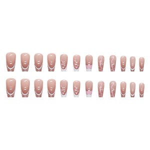 Producto al contado, 24 Uds., <span class=keywords><strong>Uñas</strong></span> <span class=keywords><strong>postizas</strong></span> hechas a mano, venta al por mayor, prensa hecha a mano en <span class=keywords><strong>uñas</strong></span>, puntas francesas con buen servicio - Product Image 5