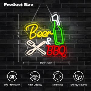 Beer BBQ Neon LED Indoor Hanging Ambient Light Camping Shop <b>Sign</b> Wall Decoration Light Entrance Indicator Light Luminous <b>Sign</b> - Product Image 4