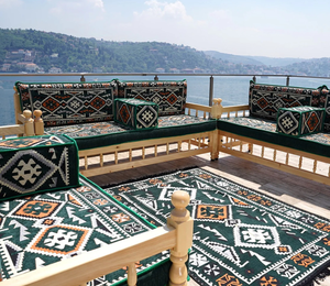 Set di Divani Majlis in Legno di Pino, Sedute Tradizionali Turche, <span class=keywords><strong>Divano</strong></span> Modulare Bohémien per Decorazioni del Ramadan - Product Image 3