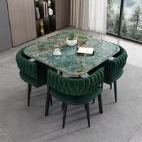 Ensemble de table à manger moderne GEDO avec plateau carré en marbre et 4 ou 6 chaises pour restaurant et maison