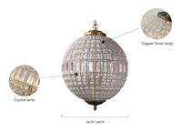Lustre de plafond LED moderne de luxe, lampe suspendue, globe en cristal, lumière pour la maison, style industriel/minimaliste, pour la décoration de mariage