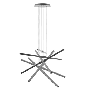 Lustre moderne en acier inoxydable doré, luminaire suspendu LED en forme de croix, montage au plafond, blanc chaud, hauteur réglable - Product Image 4