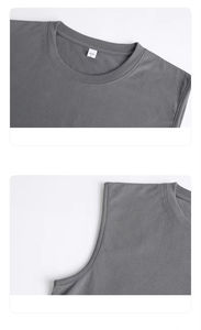 Chaleco Largo de Algodón Teñido Liso Estilo Hip Hop Personalizado para Hombre, 140g 230g, Impresión de Logotipo por Transferencia de Calor, Camisetas sin Mangas - Product Image 3