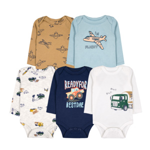 <span class=keywords><strong>Set</strong></span> di 5 Pezzi di <span class=keywords><strong>Tutine</strong></span> a Maniche Lunghe per Neonati 0-3 Mesi, Costume Casual per Bebè - Product Image 1